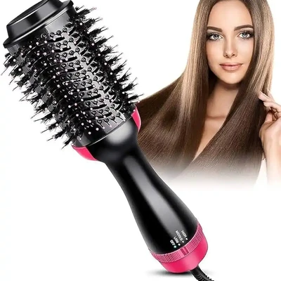 4 in 1 Hair Dryer & Styler, Hair Dryer Hot Air Brush Styler & Volumizer One Step Hair Straightener Curler Electric Blow Dryer Brush Wet And Dry Used